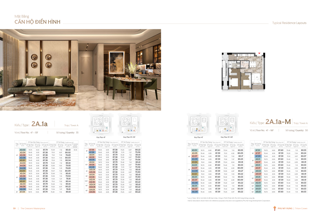 kiểu nhà 2A.1a, 2A.1a-M triton crown phú mỹ hưng