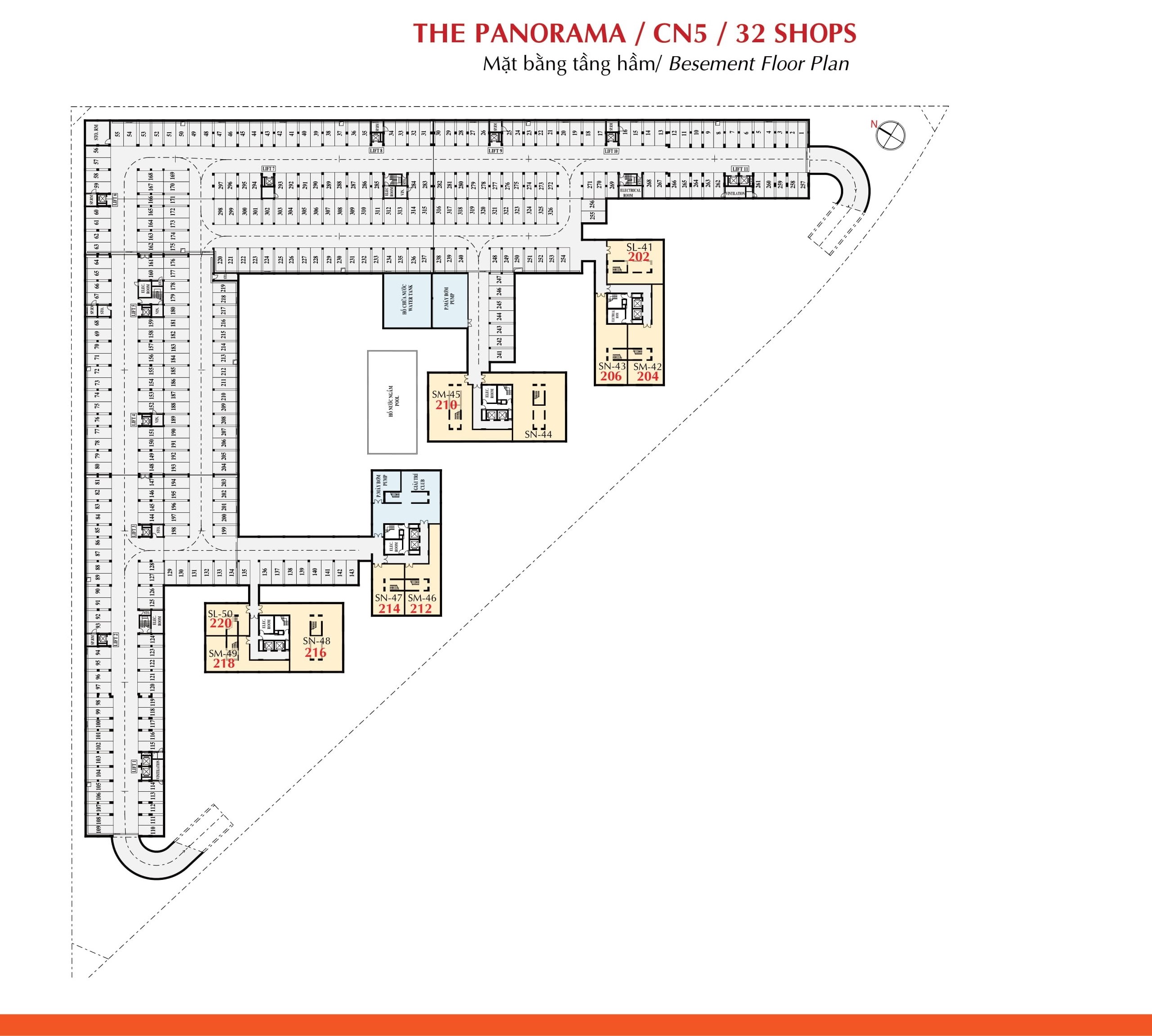 Shophouse gồm tầng hầm + tầng 1+2+ sân vườn dự án The Panorama
